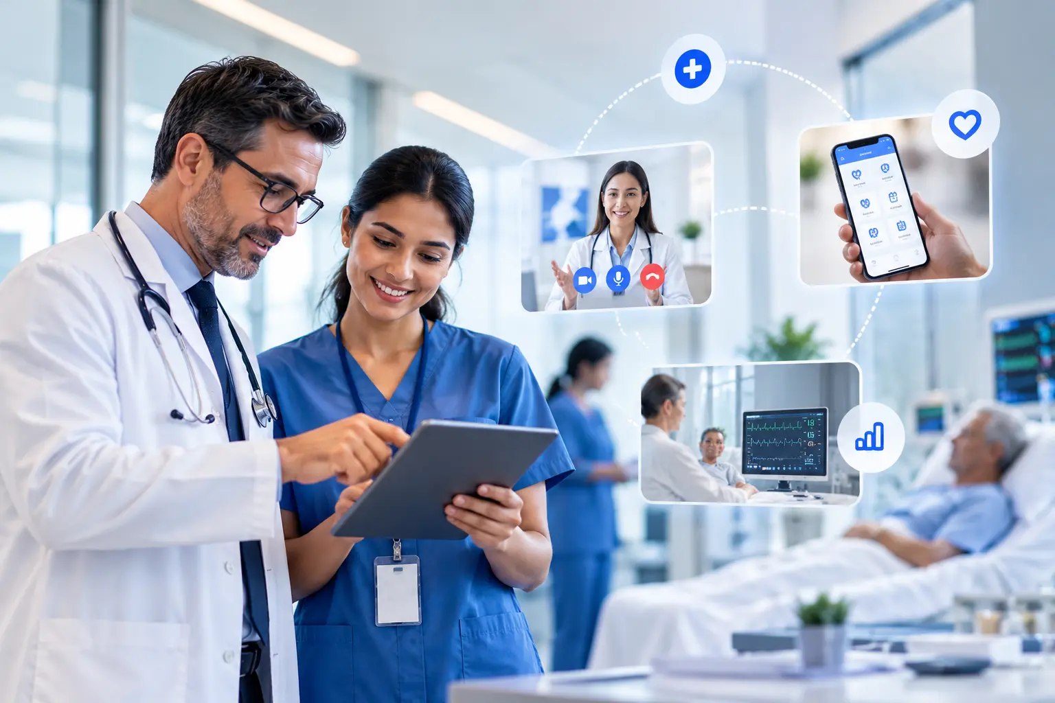 Healthcare professional using tablet